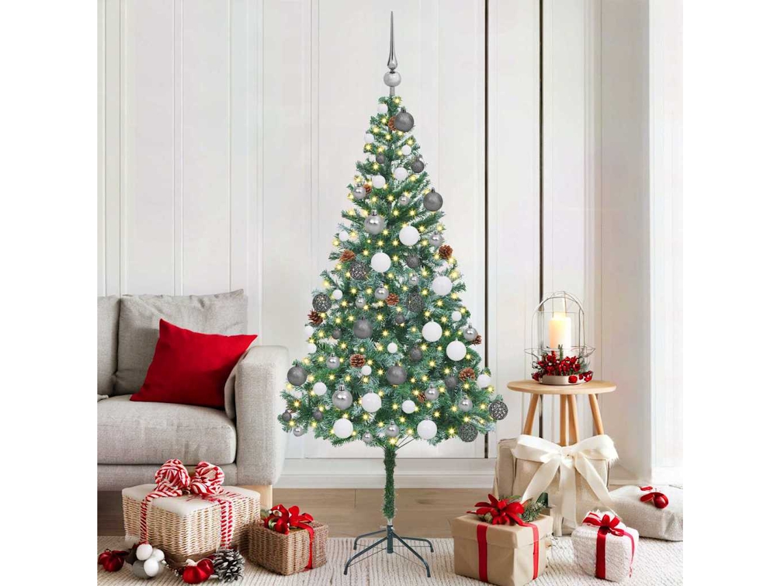 Vidaxl Árvore De Natal Artificial Com 300 Leds Verde 180 Cm Pvc E Aço