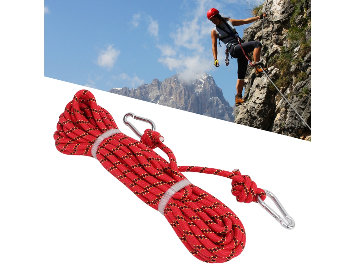 Corda De Escalada 10mm 15m 3kn Para Escalada Em Rocas Camping Senderismo Descenso Vermelha