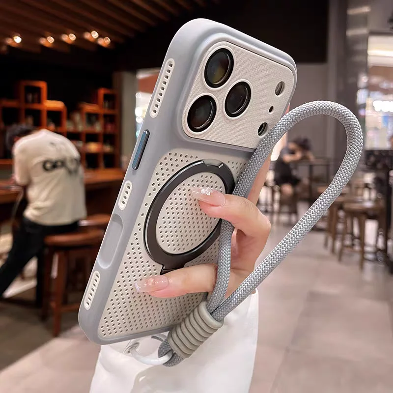 Capa Protetora De Malha Com Suporte Magnético E Sistema De Resfriamento (para Iphone 17 Air, Na Cor Cinza).