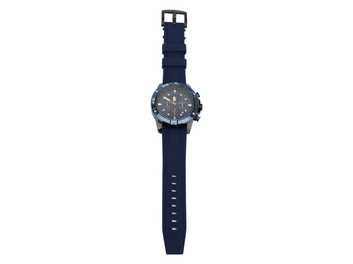 Relógio Masculino Multifuncional de Quartzo Resistente À Água Pulseira de Silicone Azul