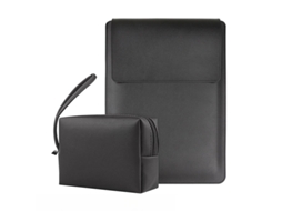 Capa para Portátil HEXINYIGJLY de 13 Polegadas para Mac Neo Material em Pele, com Bolsa para Acessórios Preto