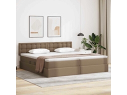 Vidaxl Cama Com Arrumação E Led Com Led Cinzento-claro 200 X 200 Cm