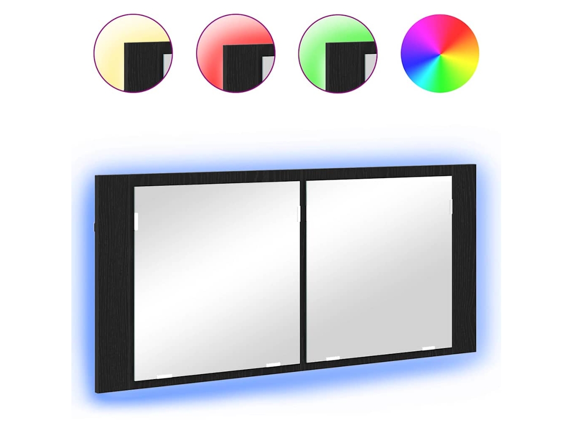 Vidaxl Espelho De Led Carvalho Preto 100 X 12 X 45 Cm