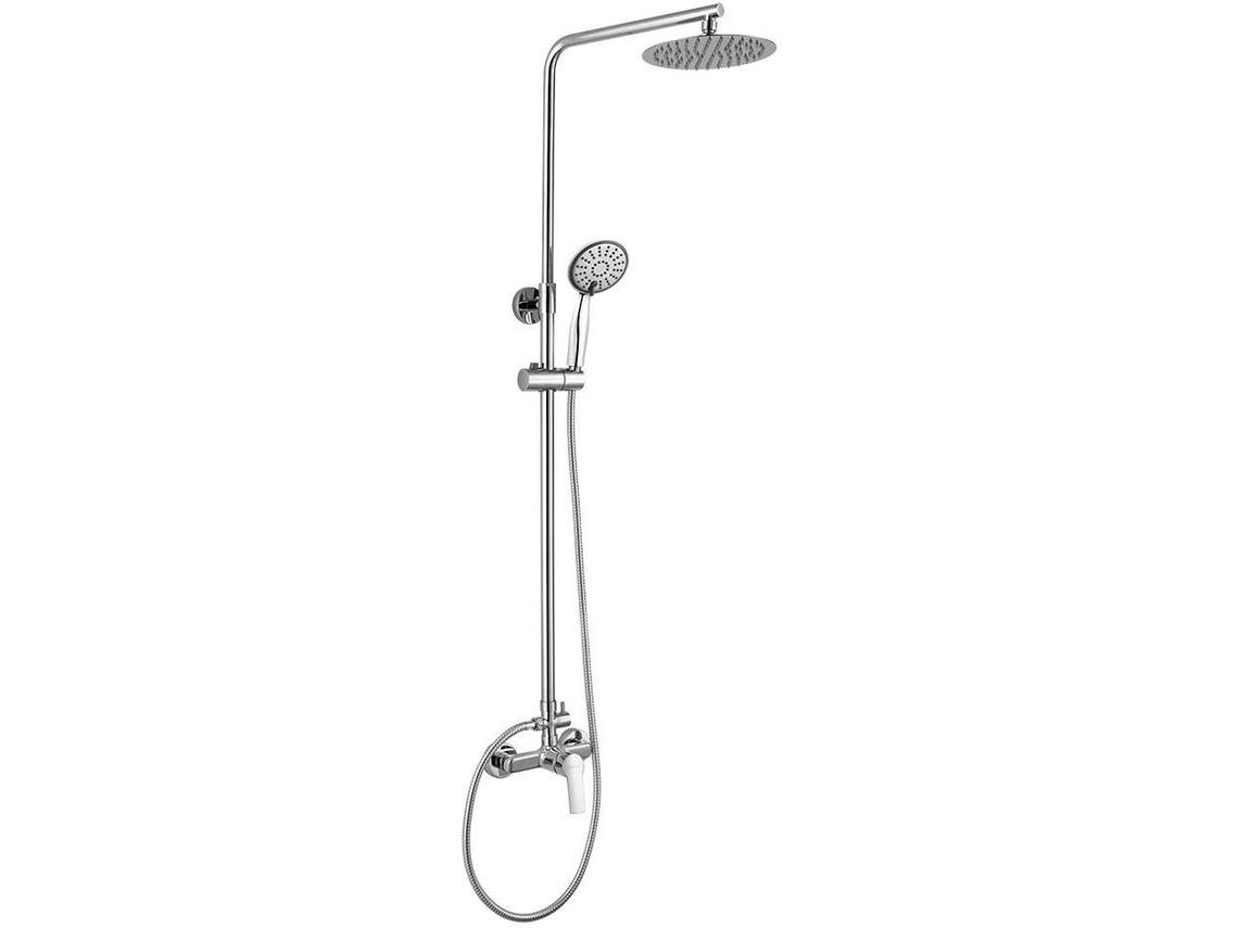 Kibath Coluna De Chuveiro Redonda Monocomando 79-125 Cm Seis Acabamento Cromado Brilhante Em Latão
