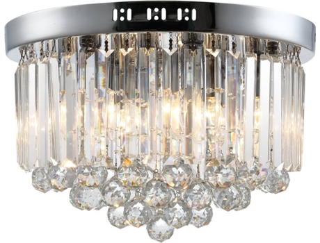 HOMCOM Lâmpada de teto de cristal moderno Lâmpada de cristal K9 para lâmpadas E14 de máx. 40W ?45x30 cm prata
