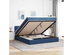 Vidaxl Cama Otomana Com Colchão Leds 180x200cm Tecido Azul