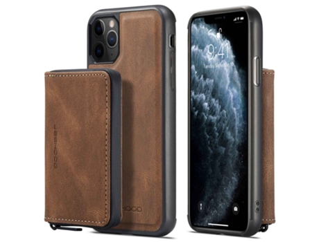Capa Para Iphone 11 Pro Max Jeehood Pele Sintética Magnética Castanho
