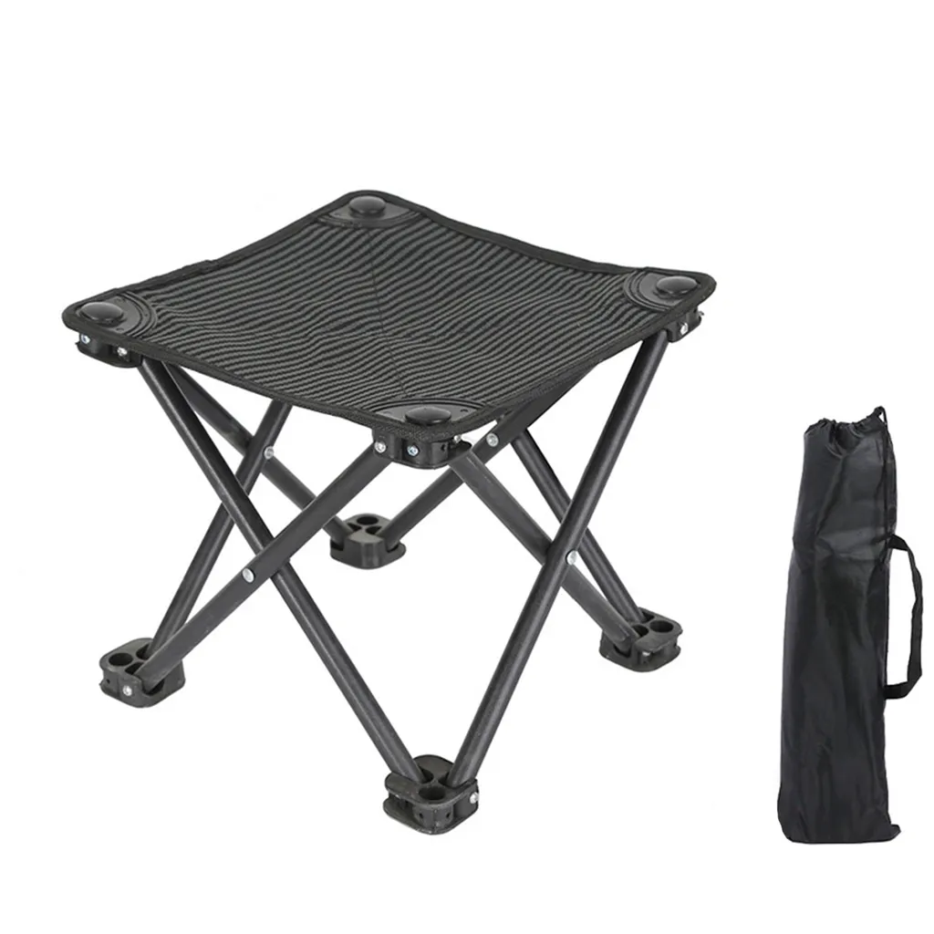 Cadeira de Camping Dobrável Preta, Banquinho Portátil e Leve para Uso Externo com Bolsa de Transporte. AQUAFORGE
