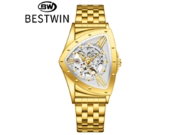 Relógio Mecânico Masculino Triangular Esqueleto (dourado E Branco)