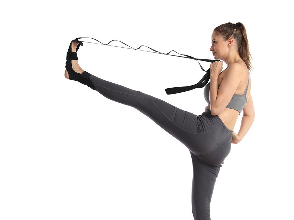 Elastic Faixa Para Alcamento Dos Pés E Pernas, Cinto de Yoga, Tornozelo Preta-aquaforge