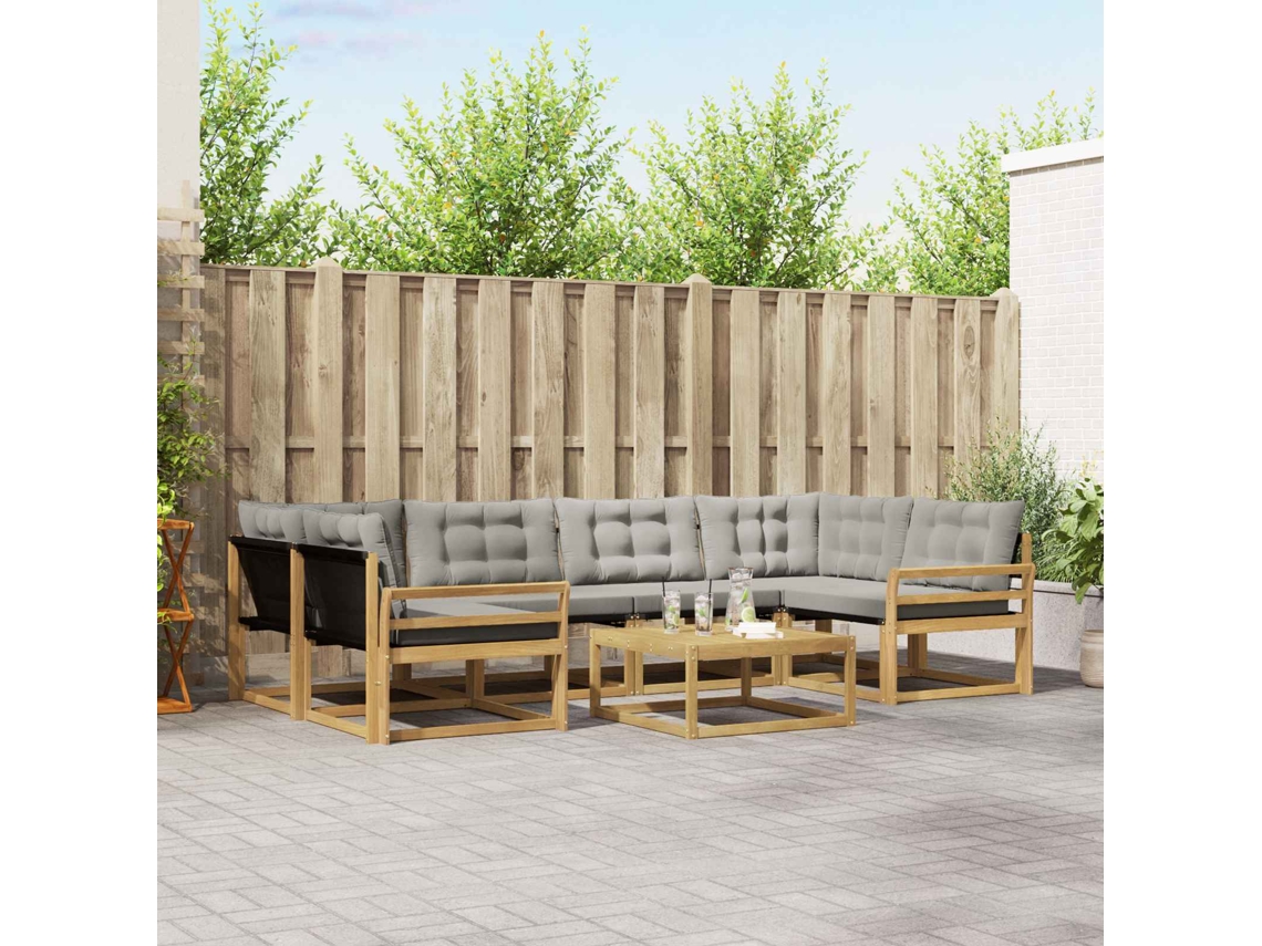 Vidaxl Conjunto De Sofás Para Exterior 7 Pcs Branco E Cinzento-claro