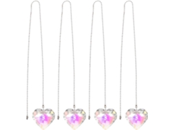 Conjunto De 4 Pingentes Coração Com Moldura Geométrica Cristal,