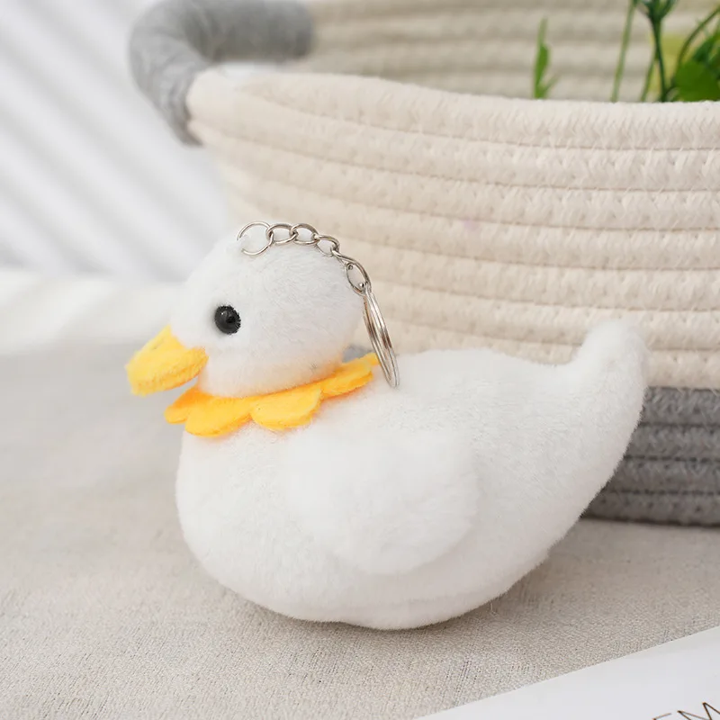 (branco) Chaveiro De Pelúcia Pato De Borracha De Desenho Animado Para Bolsa Transversal