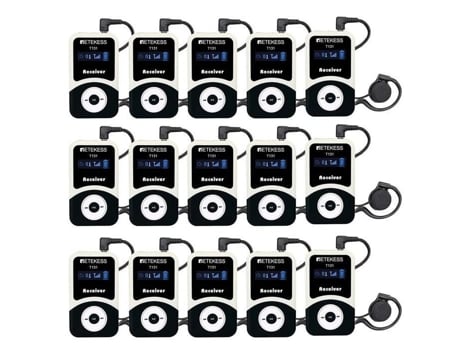 Sistema De Pager Retekess T131, Receptor Compatível Com O Sistema De Guia De Áudio Sem Fio T130, Microfone Para Fábrica, Reunião (pacote Com 15)