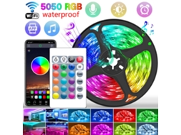Cordão Led Rgb Smd 5050 5 M Bluetooth Com Comando Autoadesiva Impermeável Para Quarto E Setup - Lurelia