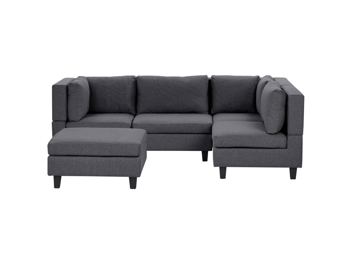 Sofá Esquinero Con Otomana Beliani Unstad De Tela Gris 228x152x72