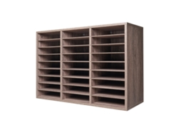 Organizador de Literatura, Classificador Arquivos 27 Compartimentos 800 X 297 550 Mm com Prateleiras Removíveis, Madeira Aglomerada para Escritório,