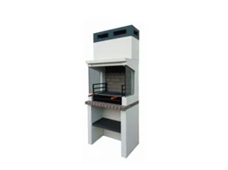 Churrasqueira NESH Bbq Glass - Simples Produzida Em Tijolo Cinza e Betão, Betão Pintado de Branco - 80x57x206cm