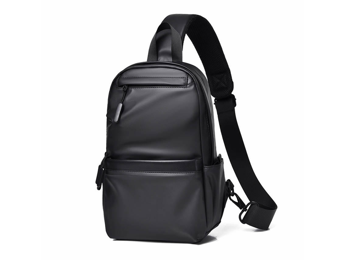 Bolsa Transversal Masculina Casual em Couro Preto, Durável, Resistente À Água e Multifuncional. MDUG