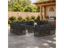 Vidaxl Conjunto De Sofá De Jardim 13 Unid. Cinzento Vime Pe