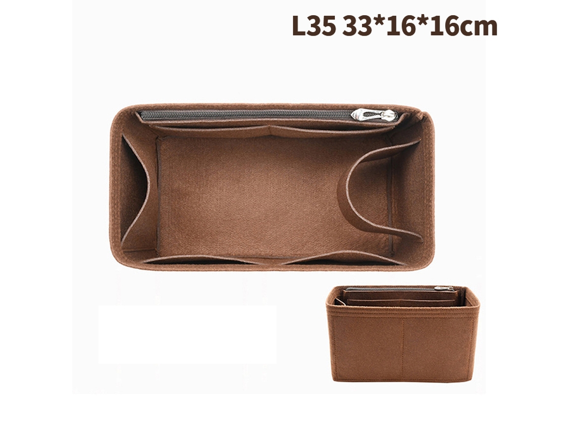 Organizador de Bolsa com Inserção Feltro e Tecido 25 30 35 para Maquiagem, Bolsa de Mão, Estilo Café B L BRILVIBERA