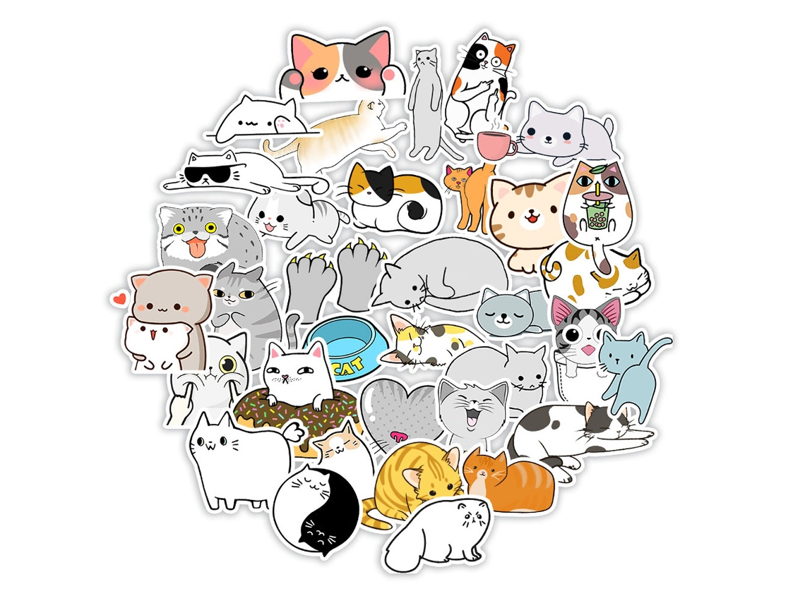 100 Adesivos de Graffiti de Gatinhos e Filhotes de Cachorro À Prova D'Água para Celular Copos e Computador RNEMITERY