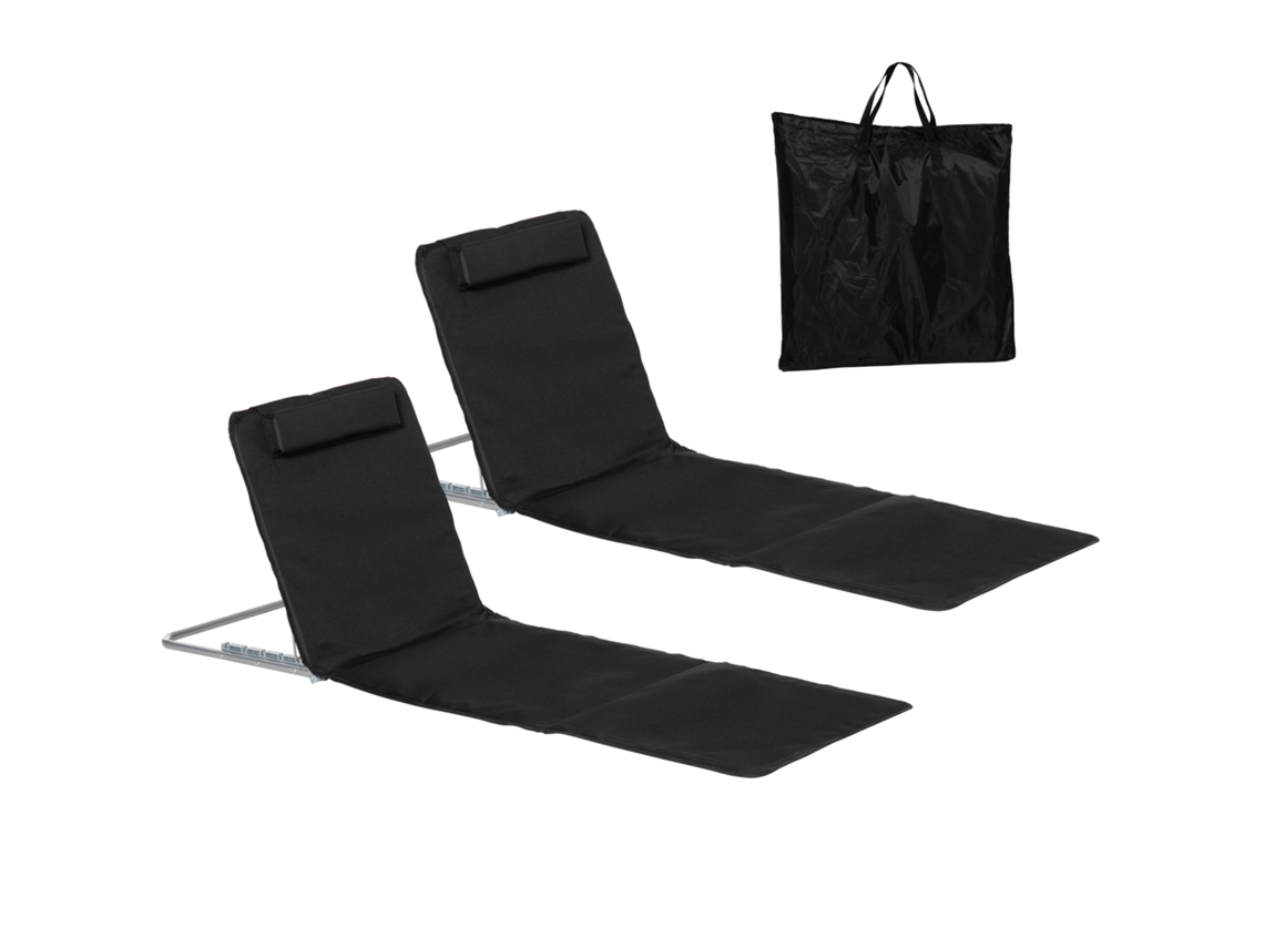 Espreguiçadeira de Praia, Espreguiçadeira, Espreguiçadeira de Jardim. Dobrável. Encosto Ajustável. Bolso Lateral. 48 Cm X 134 Cm X 33 43 Cm. Preto Ge