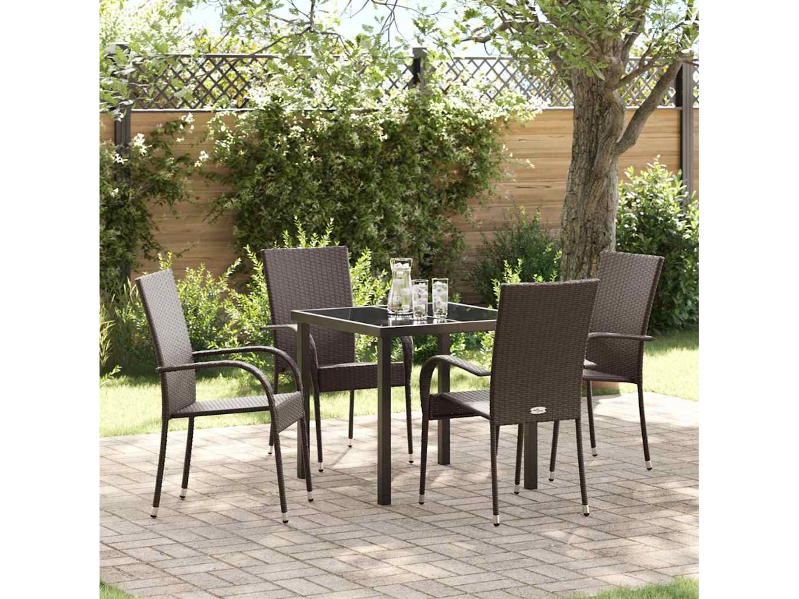 Vidaxl Conjunto De Jantar Para Jardim 5 Pcs Castanho