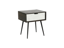 Mesa de Cabeceira Dkd Home Decor 45 X 38 X 50 Cm Preto Metal Branco Madeira de Mangueira Wengue