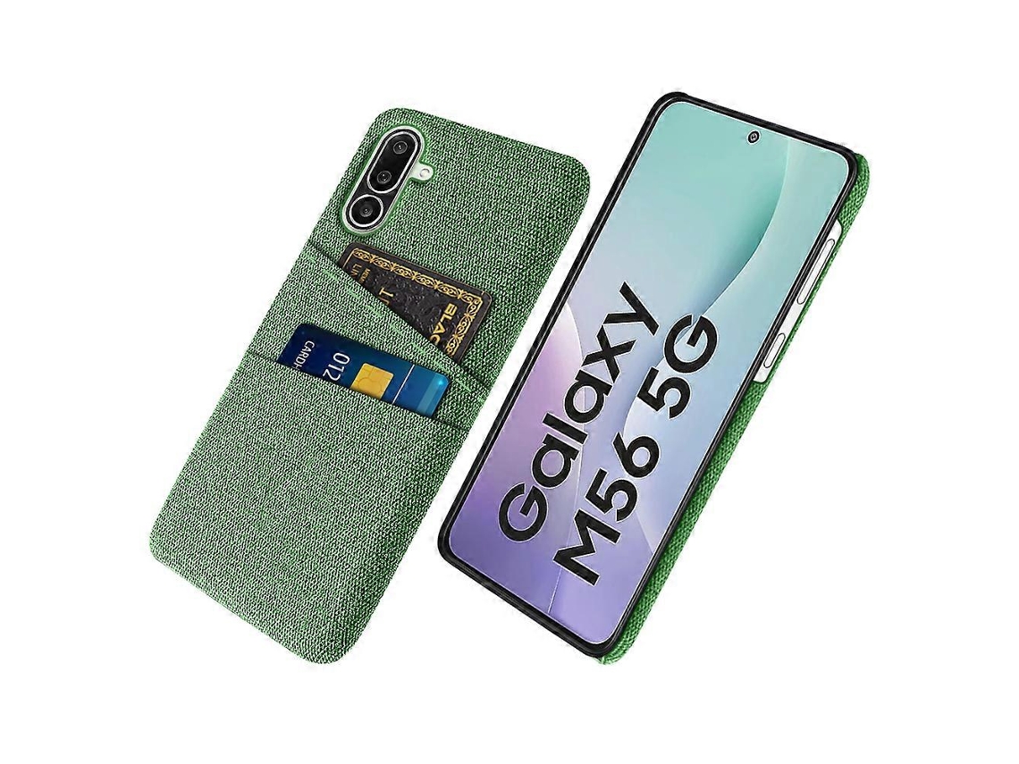 Capa De Tecido Capa Rígida De Pc Com Compartimentos Duplos Para Cartão Tkdaddy Para Samsung Galaxy M56 5g, Verde