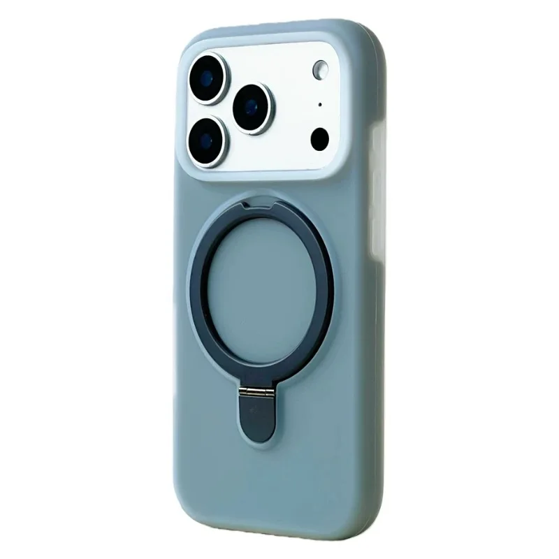 Capa De Celular Com Anel Magnético E Suporte Em Silicone Líquido (cinza Para Iphone 15)