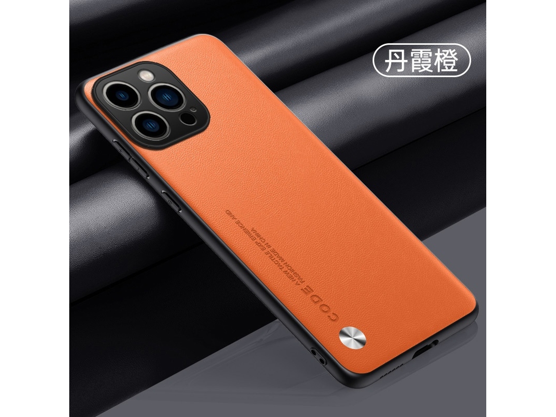 Capa Oficial Danxia Laranja Lisa Em Couro Para Iphone 17, Modelo Business All-inclusive.
