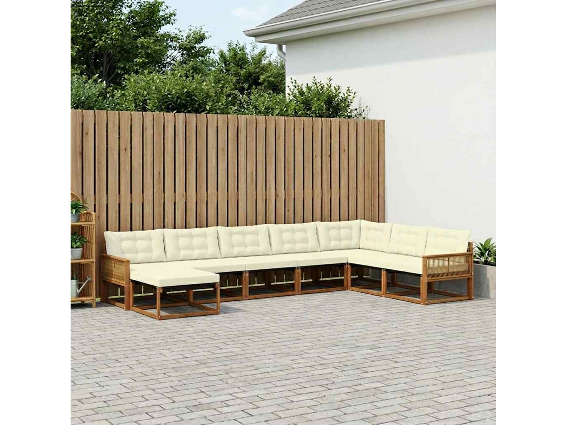 Vidaxl Conjunto De Sofás Para Exterior 8 Unid. Natural E Creme