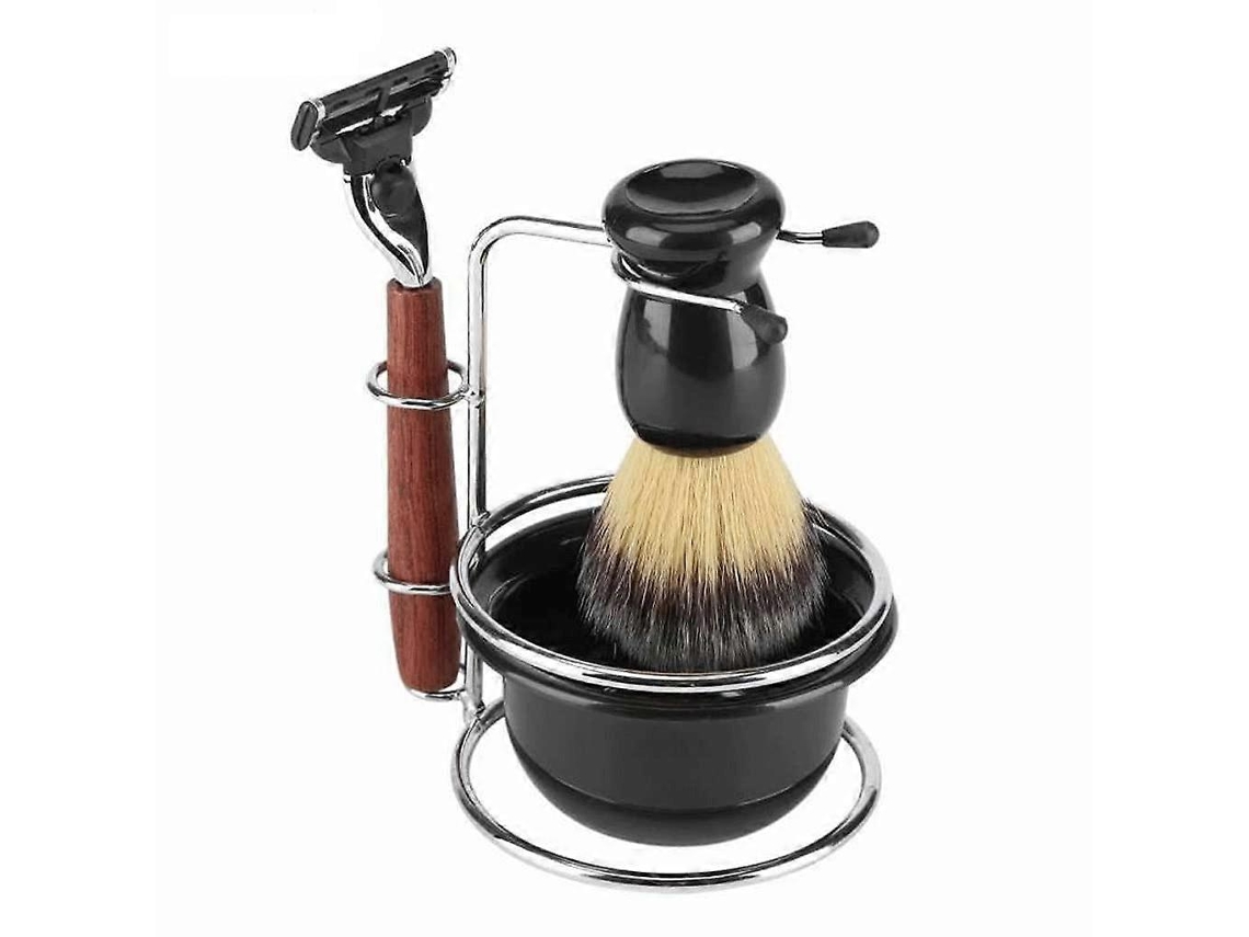 Conjunto De Suporte Para Lâmina De Barbear Em Aço Inoxidável Para Homens, Kit De Cuidados Com A Barba De 4 Peças Com Tigela E Navalha. Hengjian