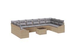 Conjunto 11 Conjunto De Sofá De Jardim Vidaxl Bege Vime Pe