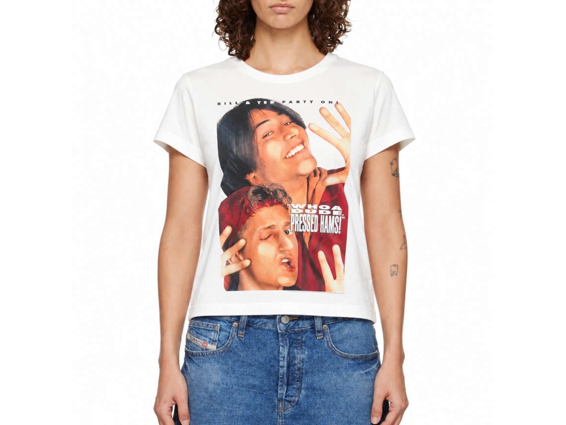 Rockinstone Bill And Ted Pressed Hams White Adult T-shirt Size:m