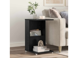 Vidaxl Mesa Lateral Com Roda Carvalho Preto 40 X 35 X 60 Cm