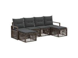 Vidaxl Conjunto De Sofá De Jardim 6 Pcs Cinzento Vime Pe