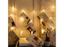 Cordão De Luzes Led Para Fotografia (branco Quente, 1 M, 10 Leds), Alimentado Por Pilhas Aa.
