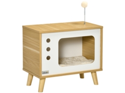 Casa de Gato em Aglomerado em Formato de Tv com Almofada e Bolinha de Brinquedo. 50x28x43 Cm Ge