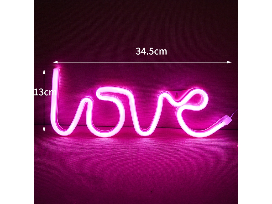 Sinal De Led Neon Amor Rosa Com Bateria Decoração