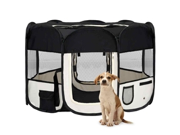 Vidaxl Parque Dobrável P/ Cão C/ Saco De Transporte 110x110x58cm Preto