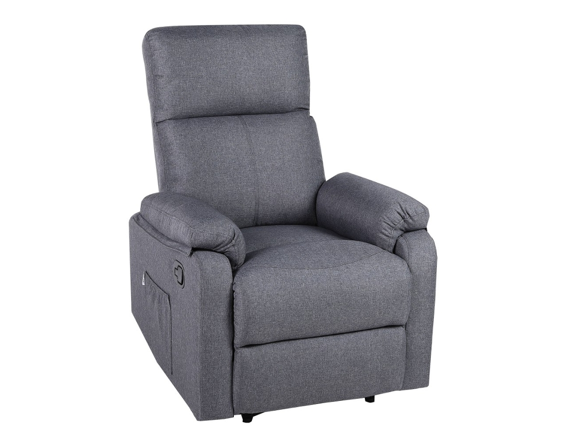 Poltrona Relax Reclinável Manual Ecode® Com Tecido Lavável E Braços Acolchoados | Cinza Escuro
