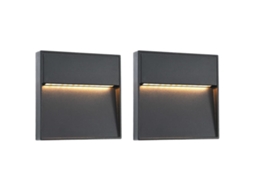 Conjunto 2 Iluminação de escadas VIDAXL Black Aluminium