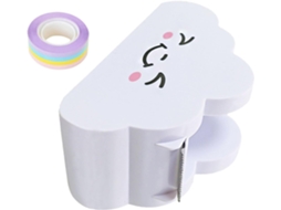 Dispensador de Fita Washi com Cortador, Plástico Branco, 1 Conjunto, Leve e Fácil de Limpar