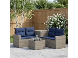 Vidaxl Conjunto De Sofás 6 Unid. Cinza E Azul Marinho