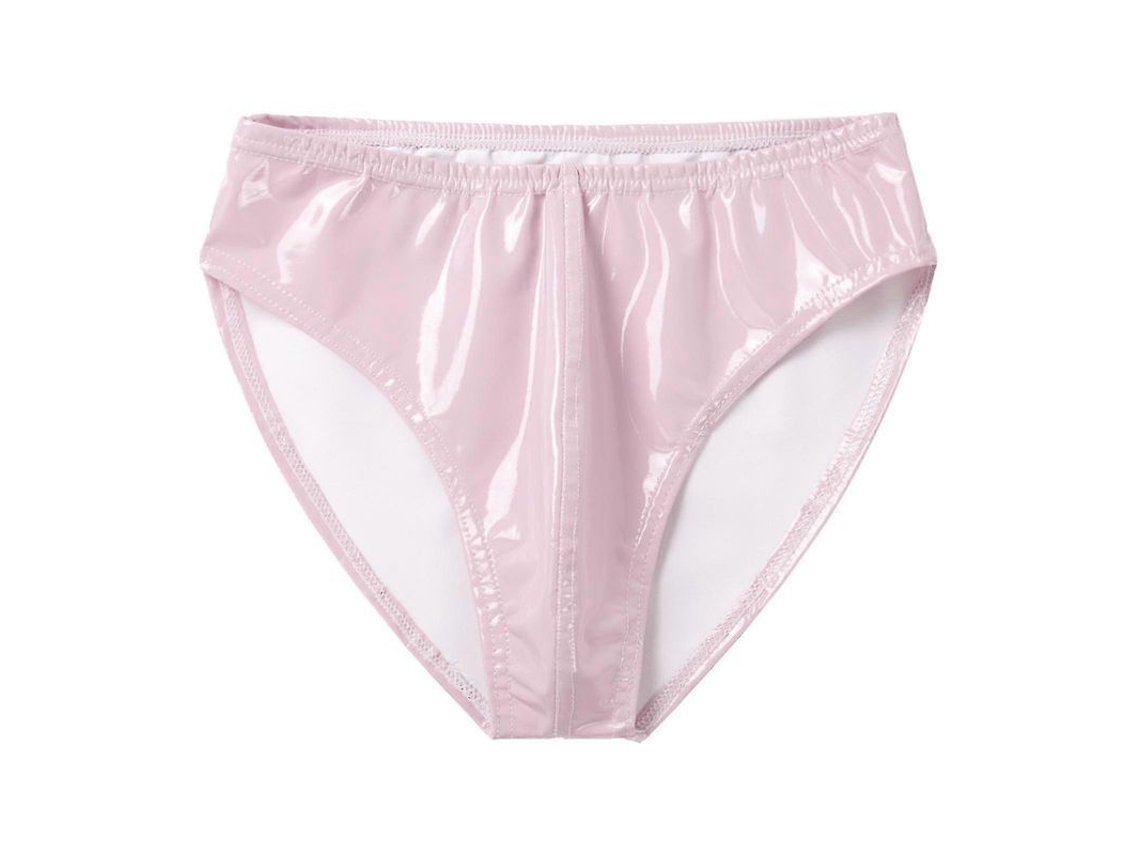 Calcinha Boxer Masculina de Couro Patente com Efeito Molhado, Cintura Elástica para Club e Dança de Pólo Rosa