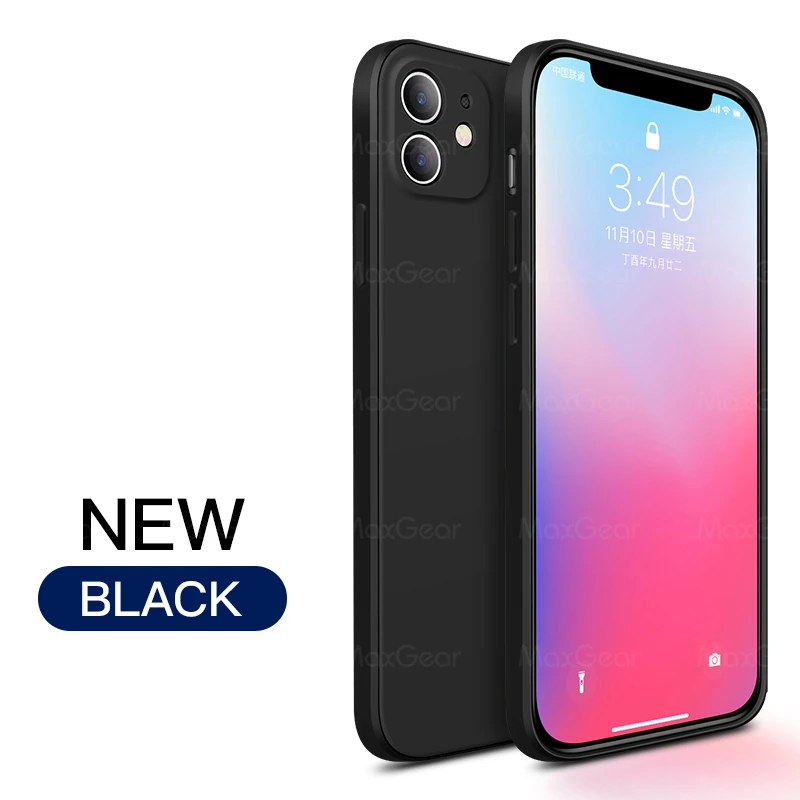Capa Quadrada De Silicone Líquido (preta) Para Iphone 8