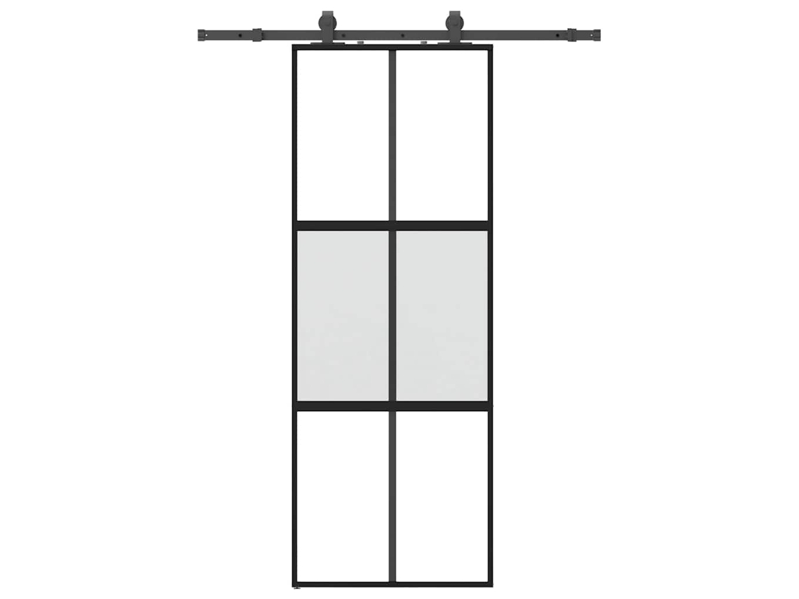 Sliding Door, Sliding Doors Vidaxl Preto Vidro (76 X 205 Cm (152,5 Cm Sliding Rail))