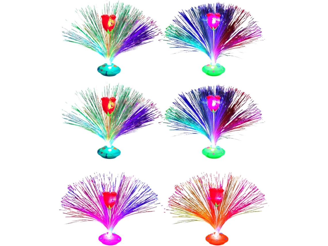Conjunto De 6 Luzes Led Fibra Em Formato Rosa Que Mudam Cor, Ideais Para Decoração De Mesas Em Festas, Festivais E Como